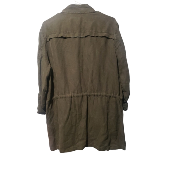 Treasure & Bond Olive Sarma, Line Military Jacket Linen Blend, Utility Green, M - Picture 3 of 10